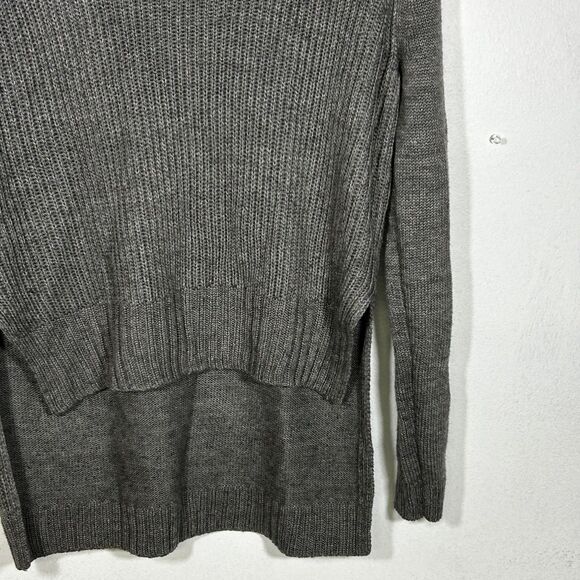 Project Nadaam Sweater Size Medium Gray High Low Hem Mock Neck Knit Minimalist - Picture 4 of 9